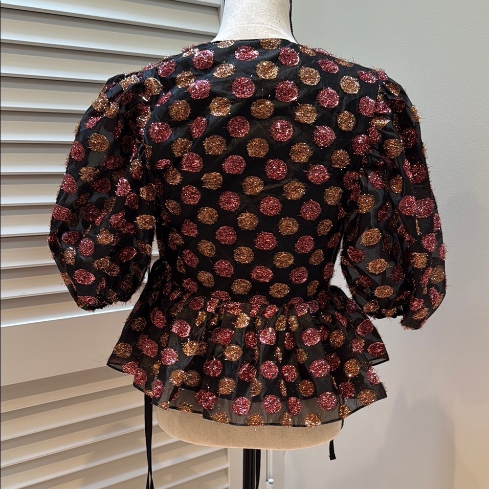 Sister Jane Pink Puff Sleeve Wrap Blouse - Picture 7 of 7